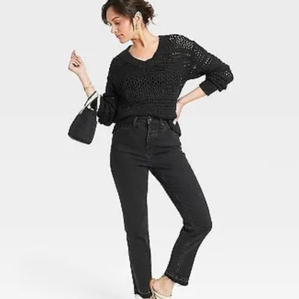 Universal Thread Openwork V-Neck
Pullover Sweater… - image 2